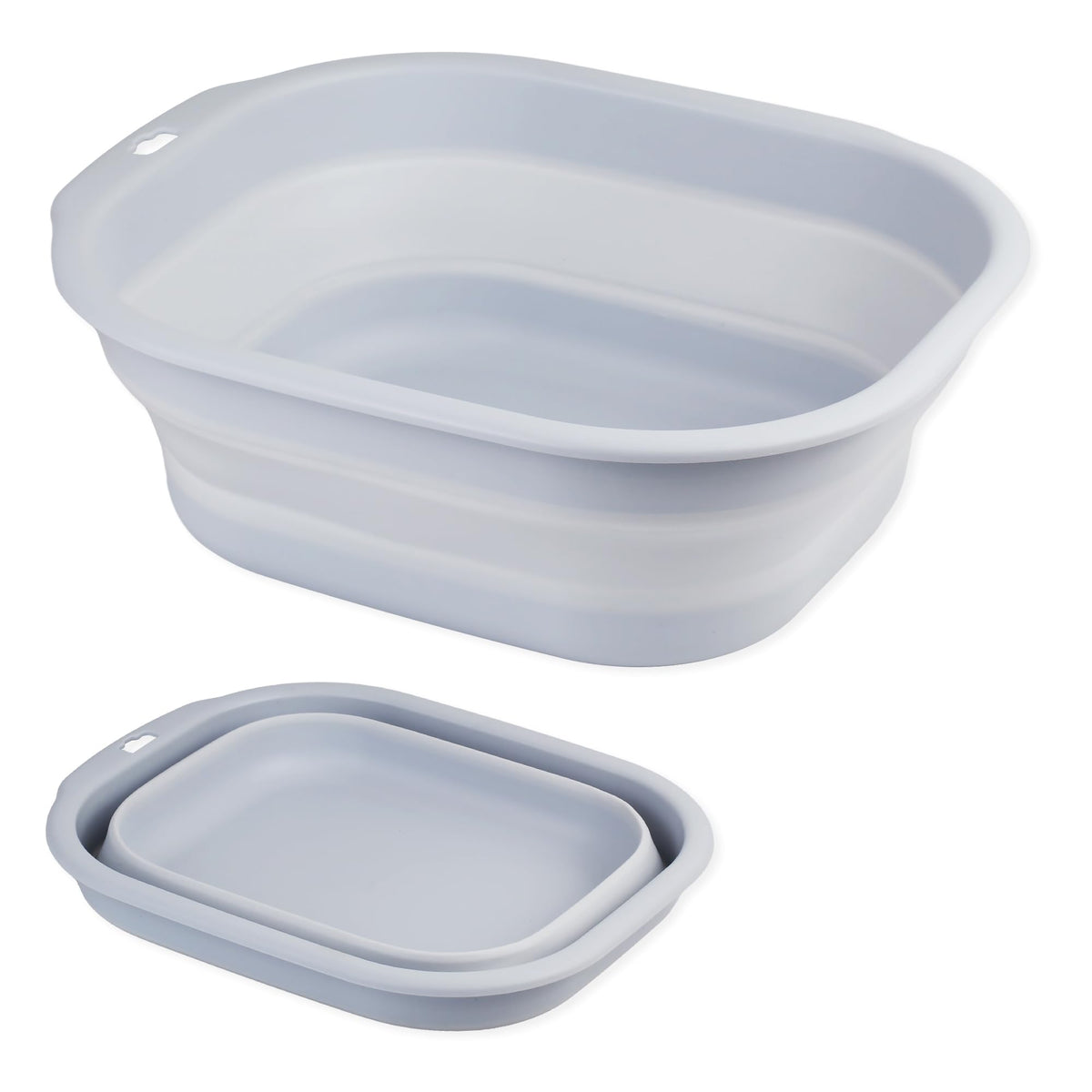 Collapsible Wash Basin Set of 2, Foldable Small Medium Size Wash Basin, Portable Plastic Basins for Laundry, Bottles, Travel, Camping (Green)