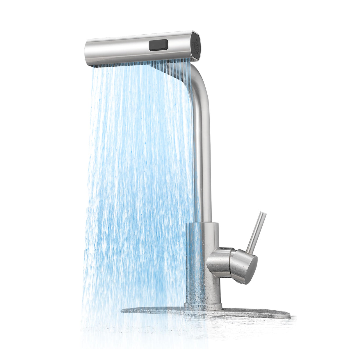 JOOM Black Waterfall Kitchen Faucet with Pull Down Sprayer & Soap Dispenser