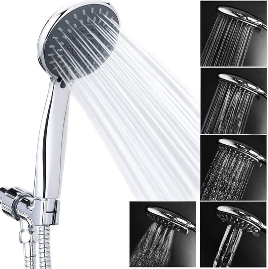 Briout Handheld Shower Head High Pressure 5-Settings with Hose, Chrome