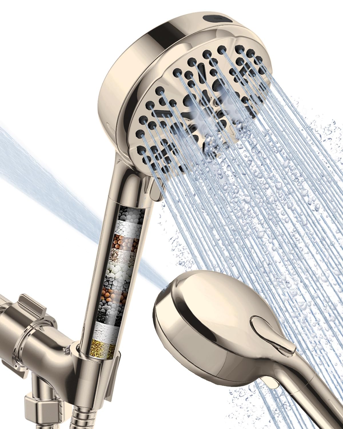 Shower Head with Handheld High Pressure-Full Body Coverage Powerful Rain Showerhead Extra 60" Long Hose and Adjustable Brass Joint Holder- The Perfect Detachable Heads for Bathroom Upgrade