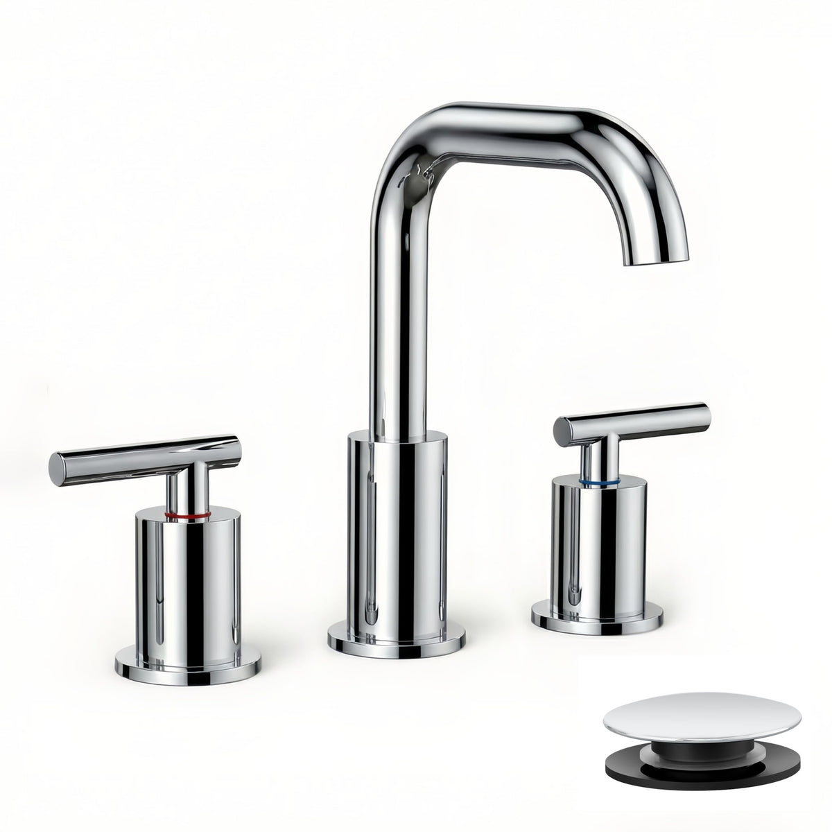 FORIOUS Bathroom Sink Faucet 3 Hole Widespread 8 Inch 2 Handle Matte Black