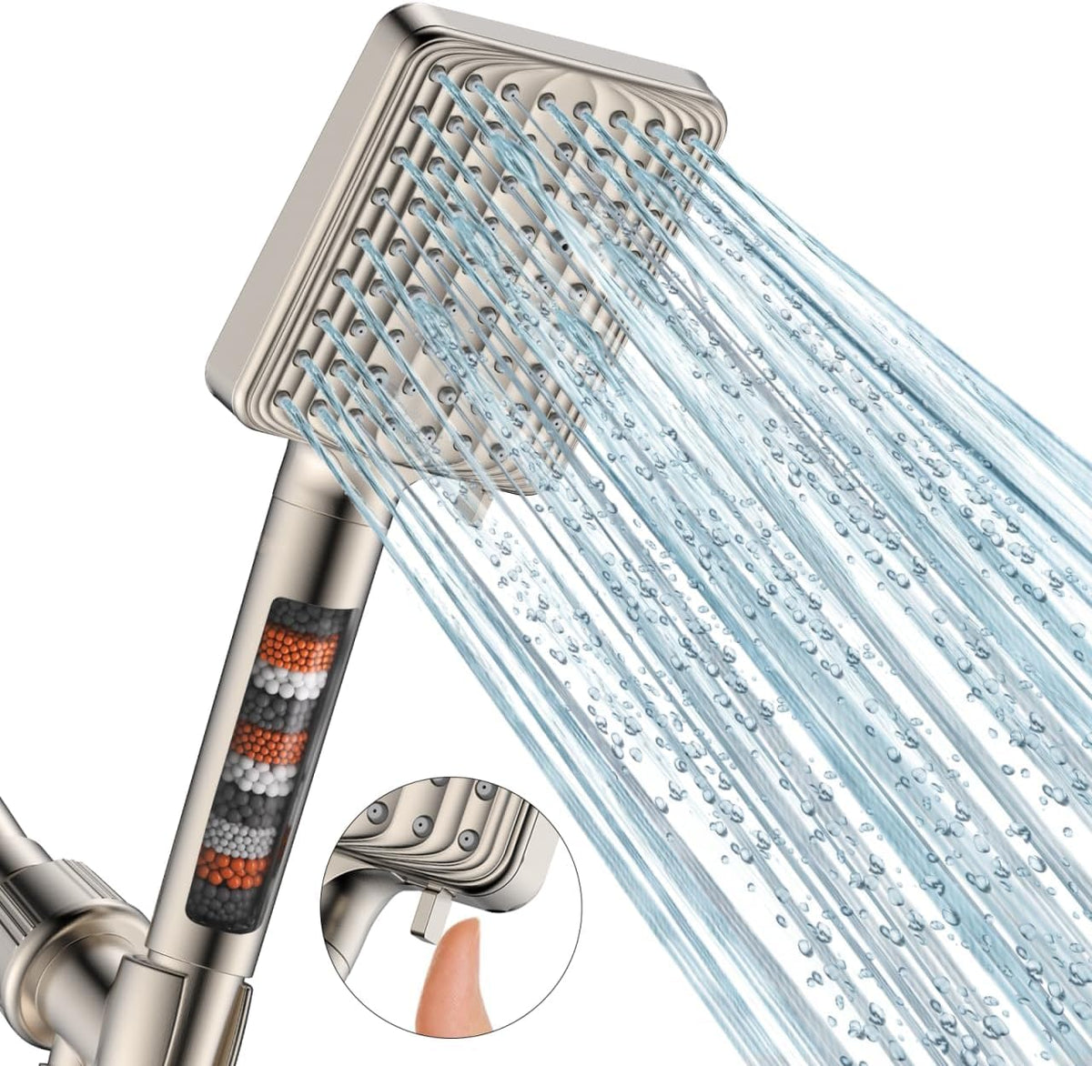 MakeFit Filtered Shower Head with Handheld, High Pressure, 6 Modes, Chrome
