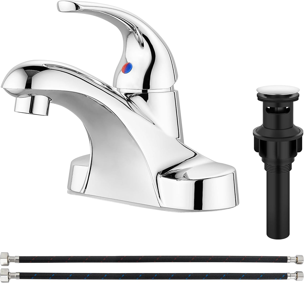 Aolemi Polish Chrome Bathroom Sink Faucet,Single Handle 4 Inch Centerset
