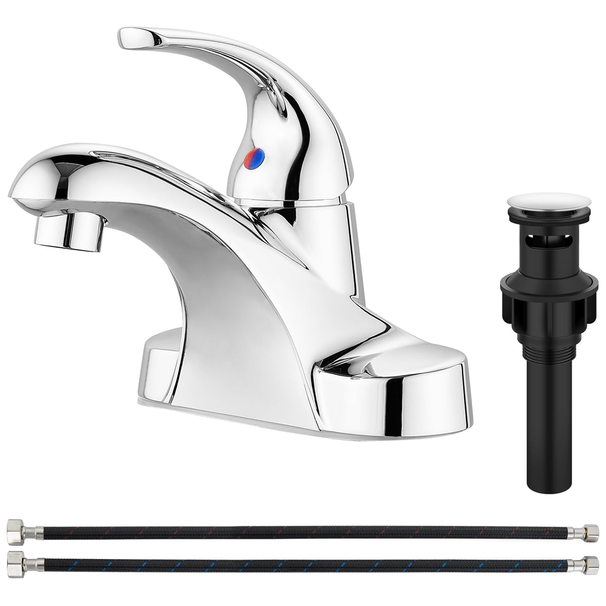 Aolemi Polish Chrome Bathroom Sink Faucet,Single Handle 4 Inch Centerset
