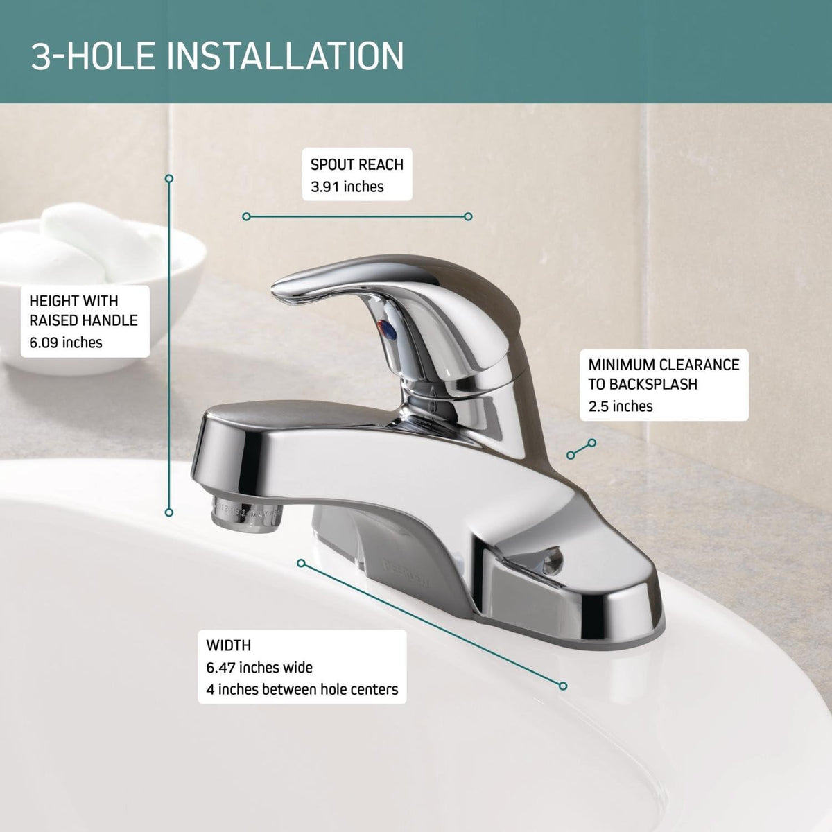 Peerless Centerset Bathroom Faucet Chrome, Bathroom Sink Faucet, Single Handle, Chrome P131LF