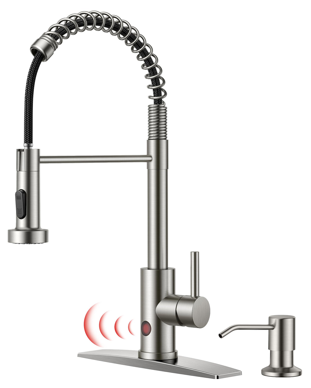 FORIOUS Kitchen Sink Faucet, 3 Modes Sprayer, Single Handle, Brushed Nickel