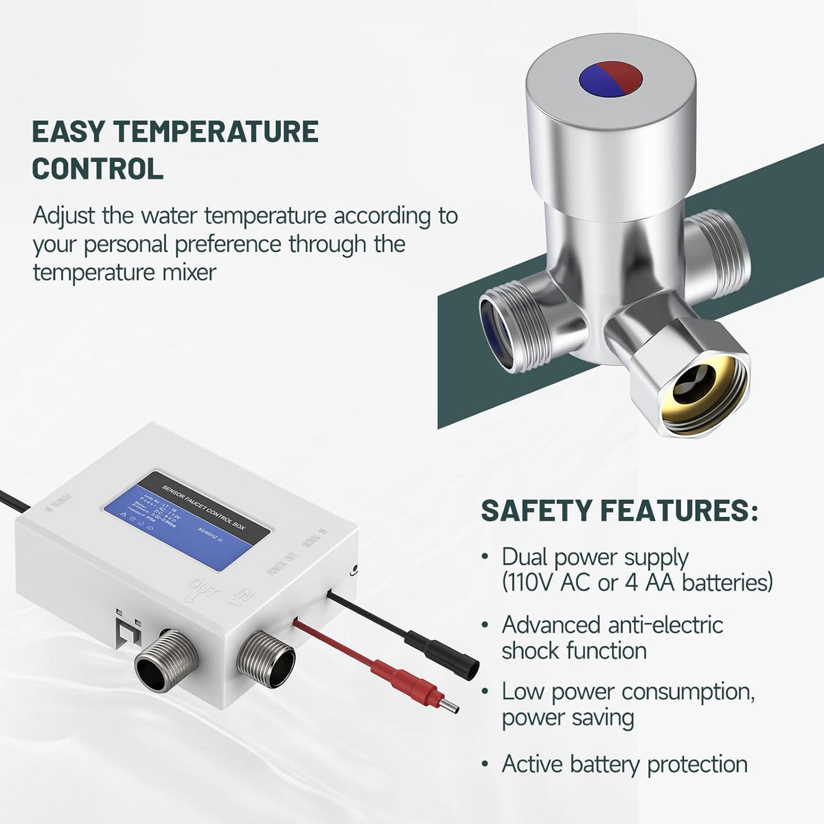 Touchless Bathroom Faucet, Sensor Faucets, Chrome