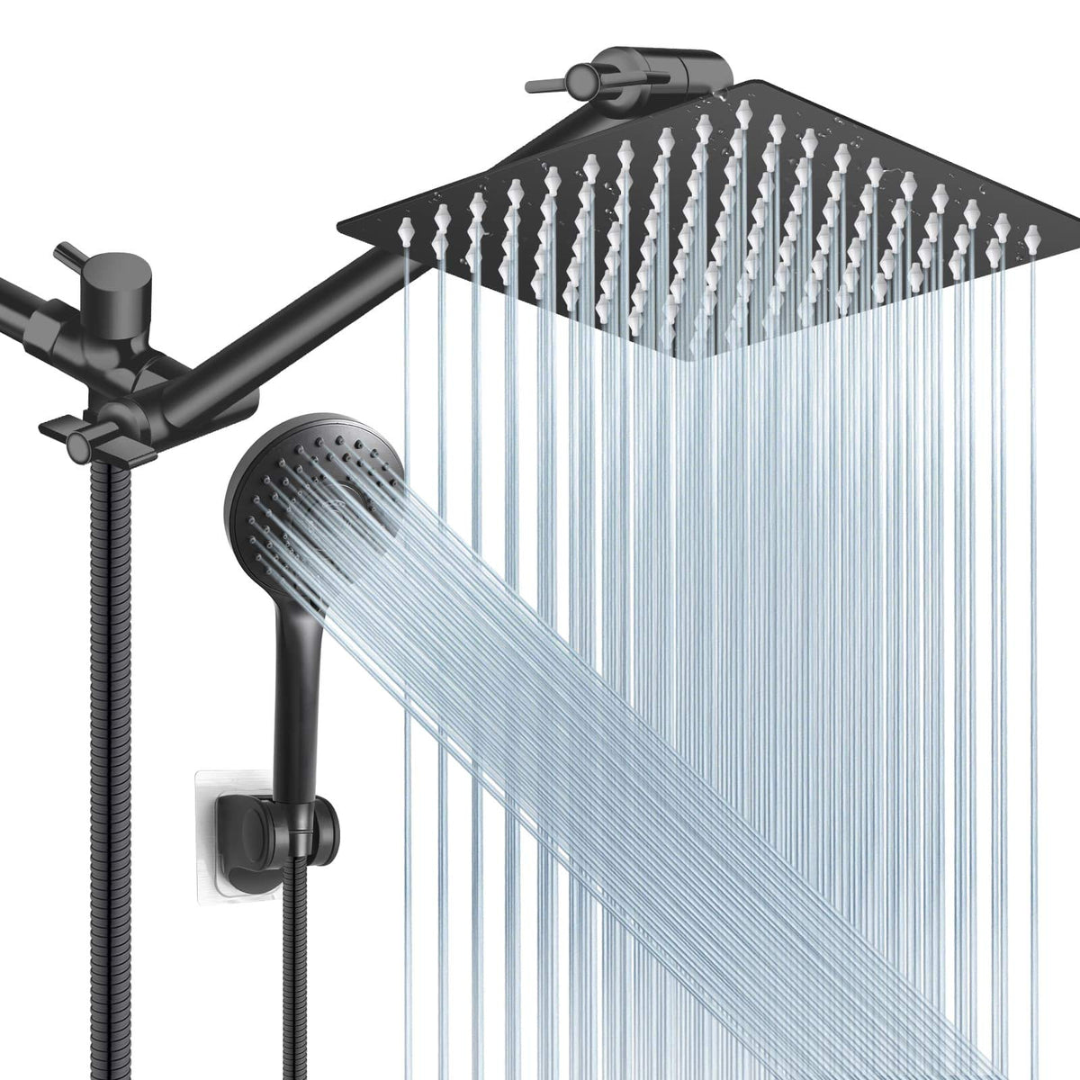 Shower Head Combo,10" High Pressure with 11" Extension Arm 5 Spray Handheld