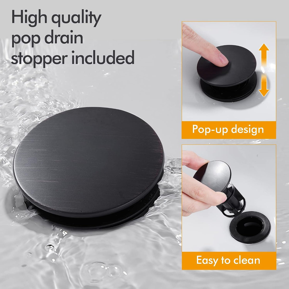 Bathroom Sink Faucet FRANSITON 4 Inch 2 Handle Bathroom Sinks Faucets Lead-Free Oil Rubbed Bronze Bath Sinks Faucets with Pop-up Drain Stopper and Supply Hoses