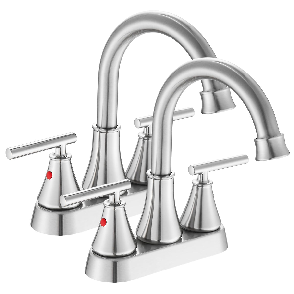 Bathroom Sink Faucet 4 Inch 2 Handle Centerset Brushed Gold Lead-Free Modern Bathroom Faucet Vanity Faucet with Pop-up Drain Stopper and Supply Hoses