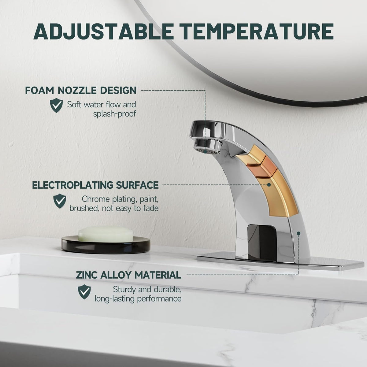 Touchless Bathroom Faucet, Sensor Faucets, Chrome