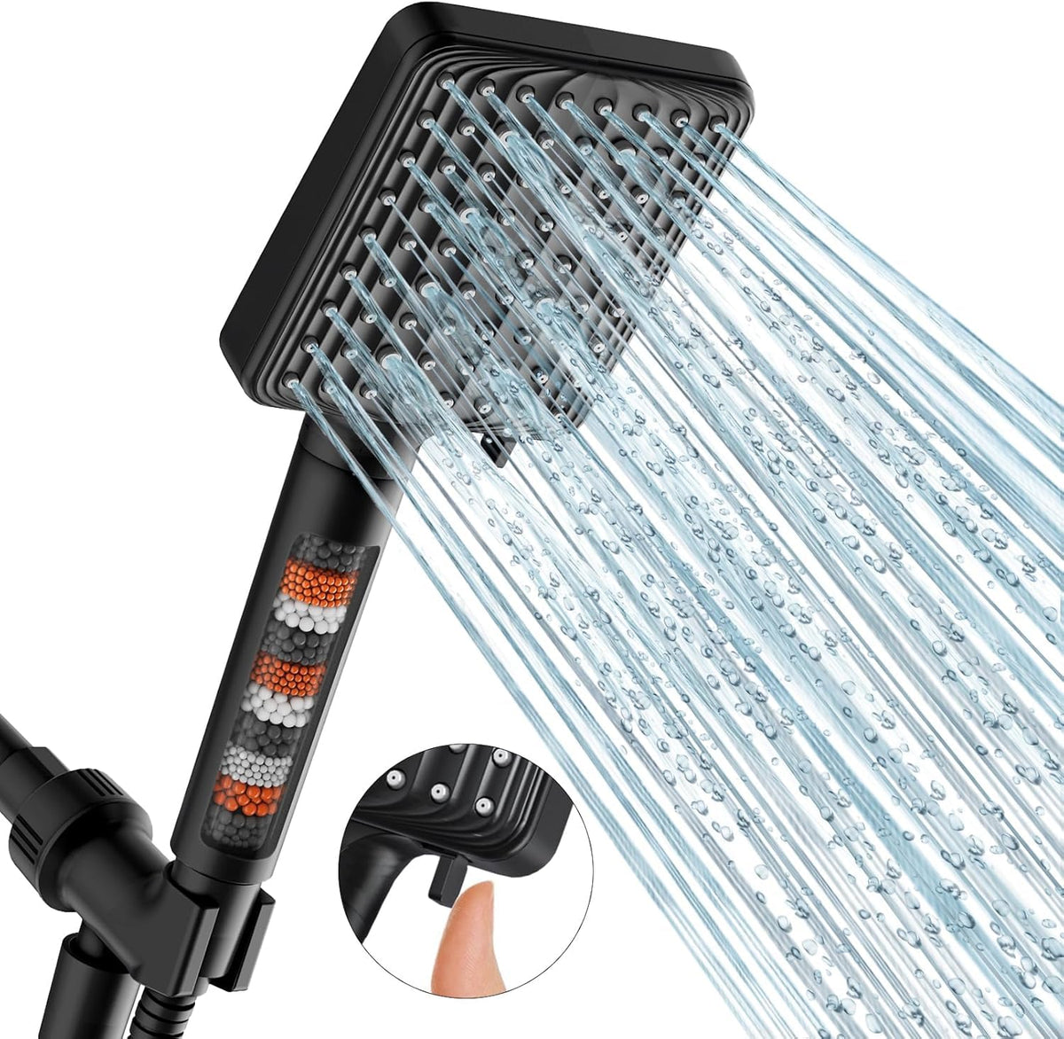 MakeFit Filtered Shower Head with Handheld, High Pressure, 6 Modes, Chrome