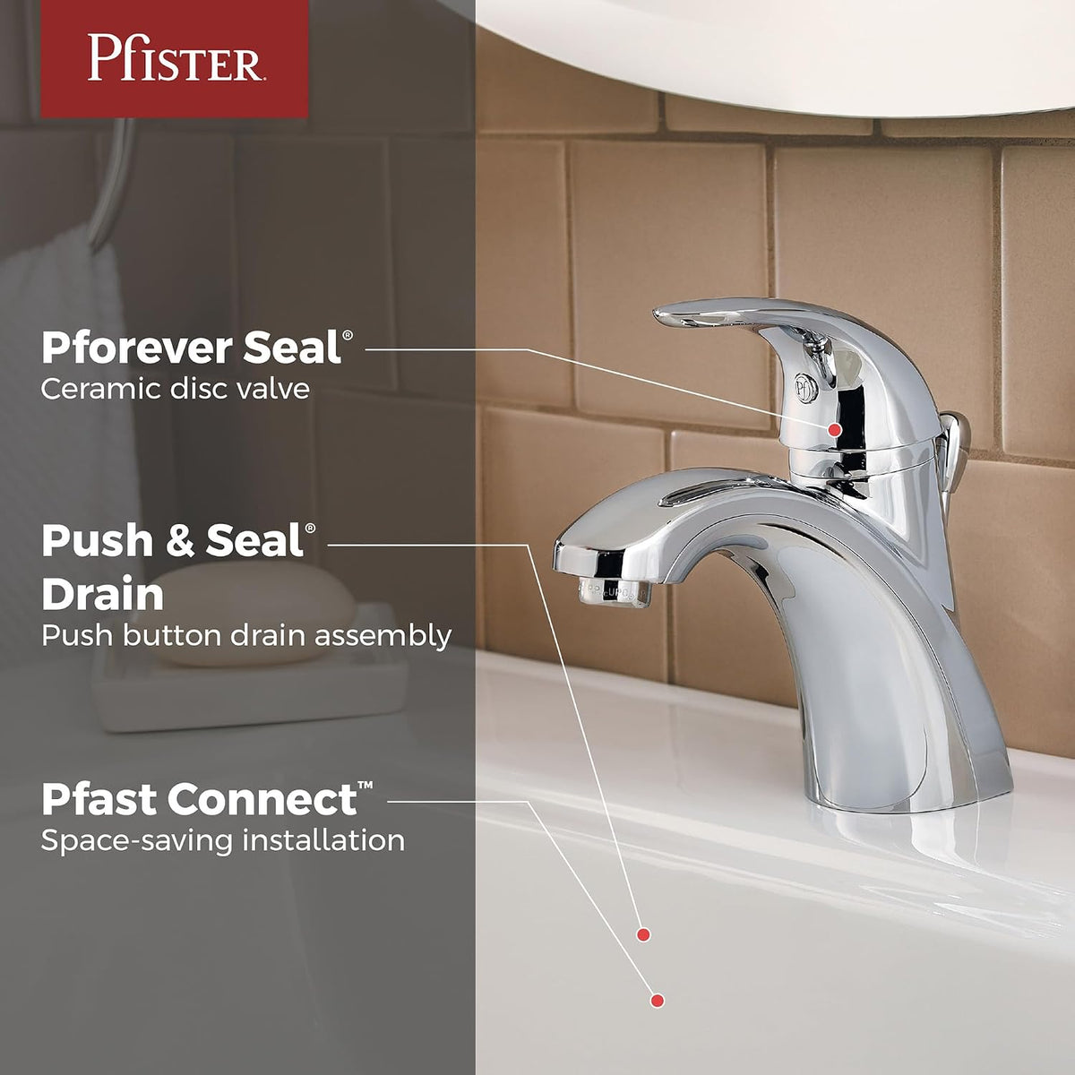 Pfister LF-042-PRCC Parisa Single Control 4" Centerset Bathroom Faucet