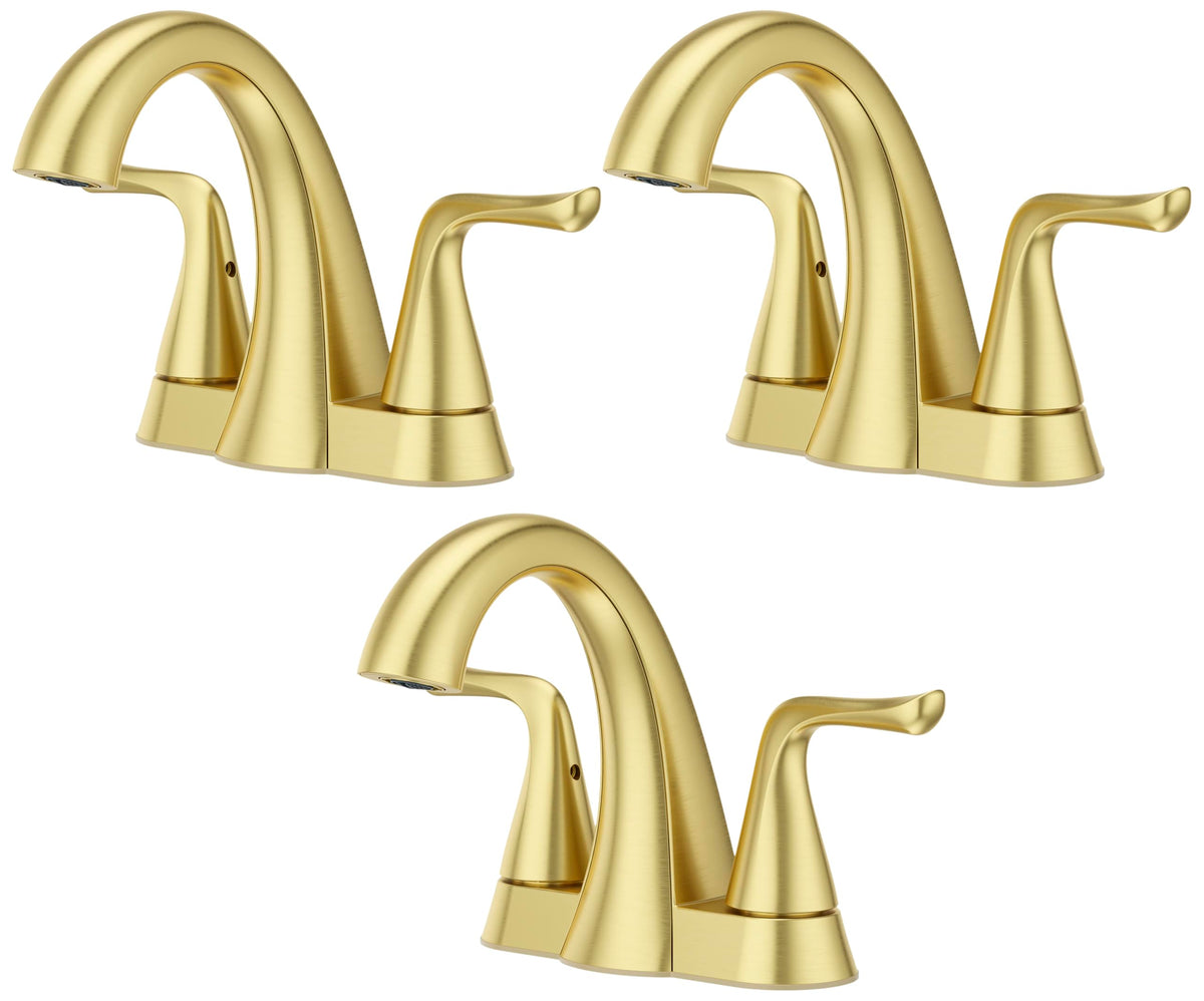 Pfister Willa 4 inch Centerset Bathroom Sink Faucet 2-Handle 3-Hole NSF Certified Spot Defense Brushed Nickel Vanity Faucet with Push & Seal Drain Installation LF048MALGS