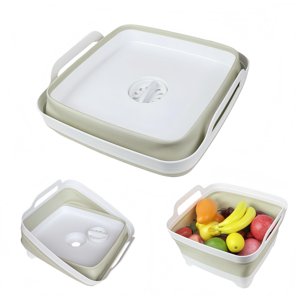 GIMWA 2.4Gal Collapsible Dish Basin with Drain Plug, Baby Bottle Wash Basin