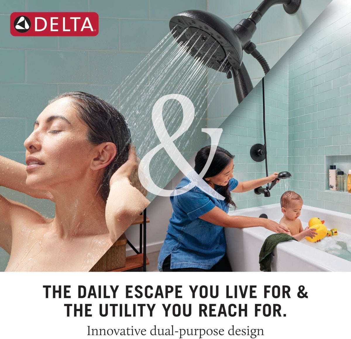 Delta 4-Setting In2ition 2-in-1 Dual Shower Head with HandHeld Spray, Brushed Nickel Detachable Shower Head with Hose, Showerhead, 1.75 GPM Flow Rate, Stainless 58499-SS