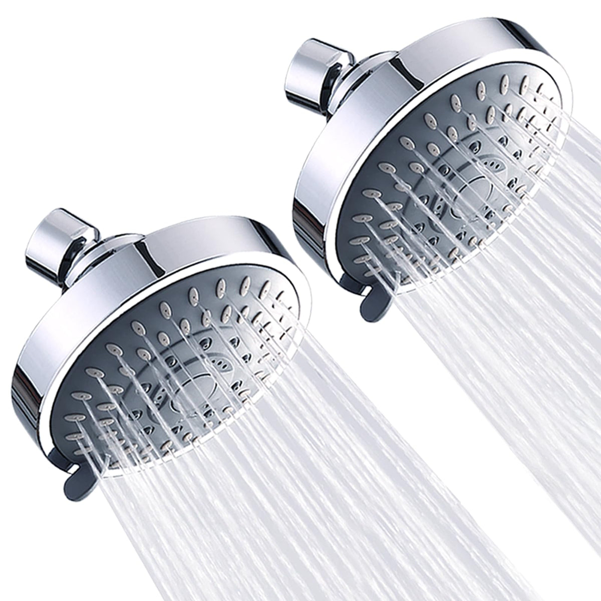 AISOSO High Pressure Rain Shower Head 5 Modes Showerhead 4.1 Inch Chrome