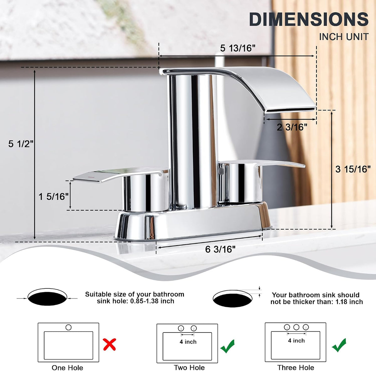 Ultimate Unicorn Waterfall Bathroom Faucet for Sink Chrome 4 Inch