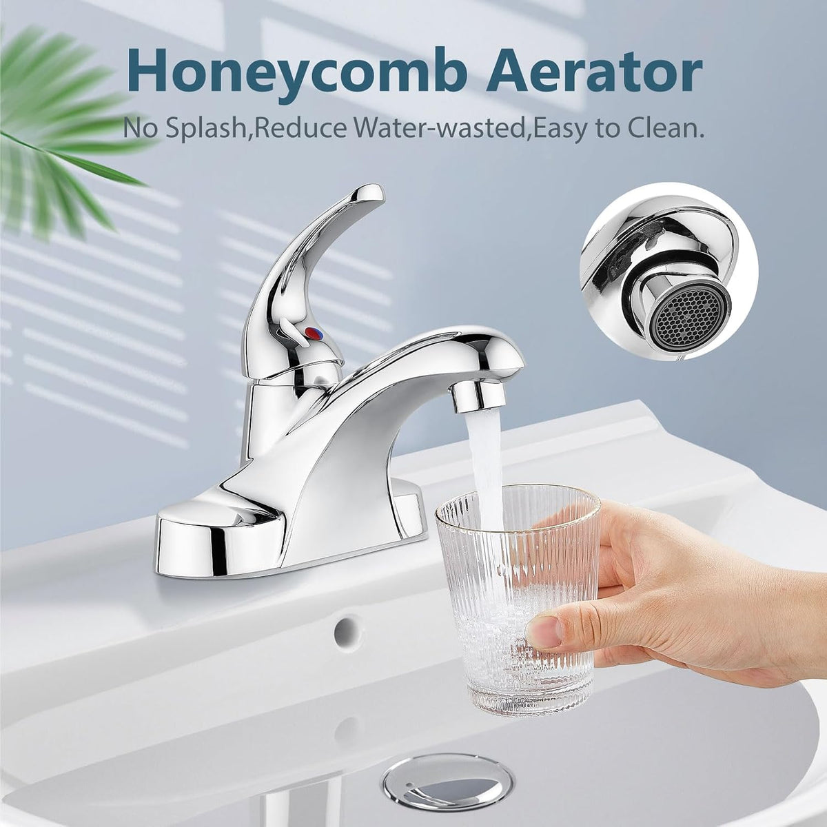 Aolemi Polish Chrome Bathroom Sink Faucet,Single Handle 4 Inch Centerset