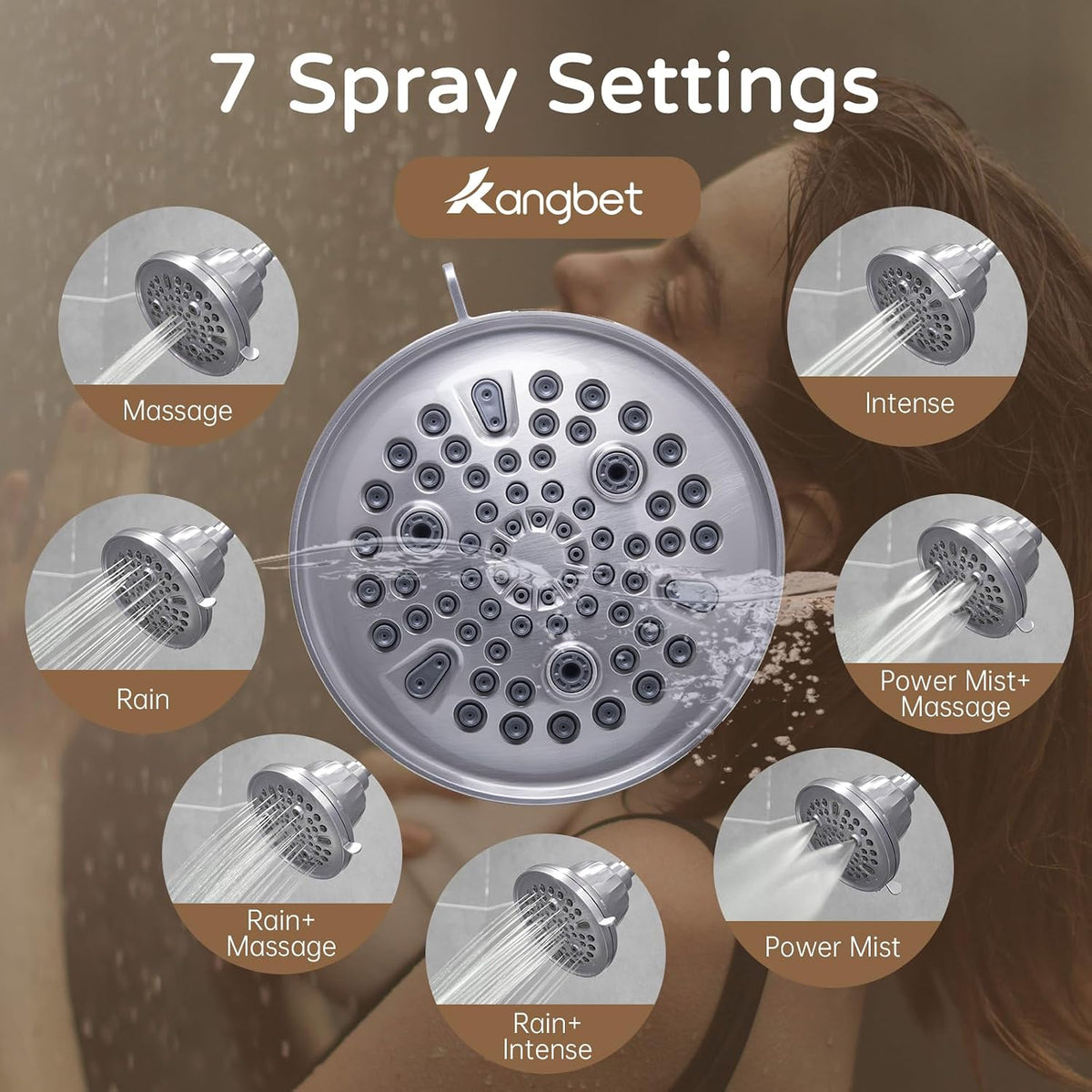 Filtered Shower Head,Shower Head Filter for Hard Water - Detachable Showerhead for Hard Water Harmful Substances Improves Skin & Hair - Nickel