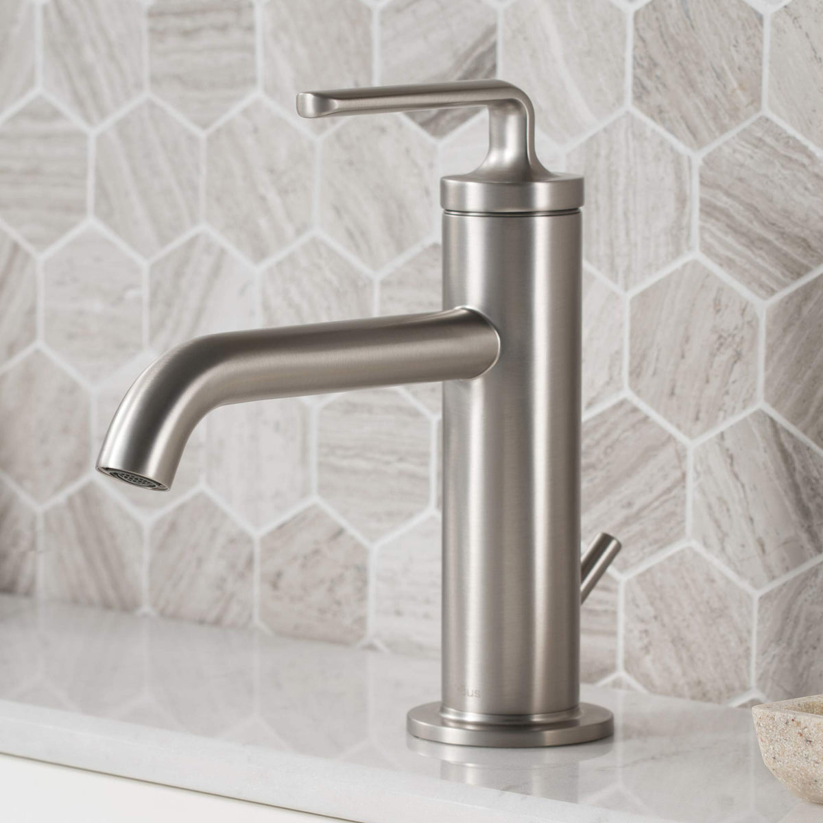 KRAUS Ramus Single Handle Vessel Sink Bathroom Faucet with Pop-Up Drain in Brushed Gold, KVF-1220BG