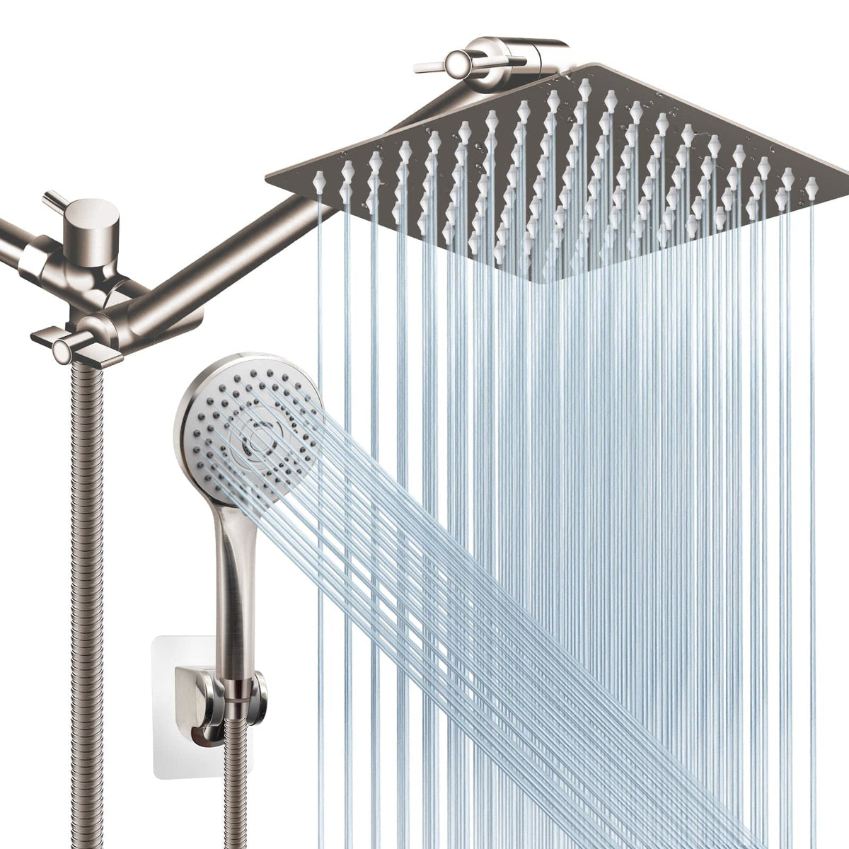 Shower Head Combo,10" High Pressure with 11" Extension Arm 5 Spray Handheld
