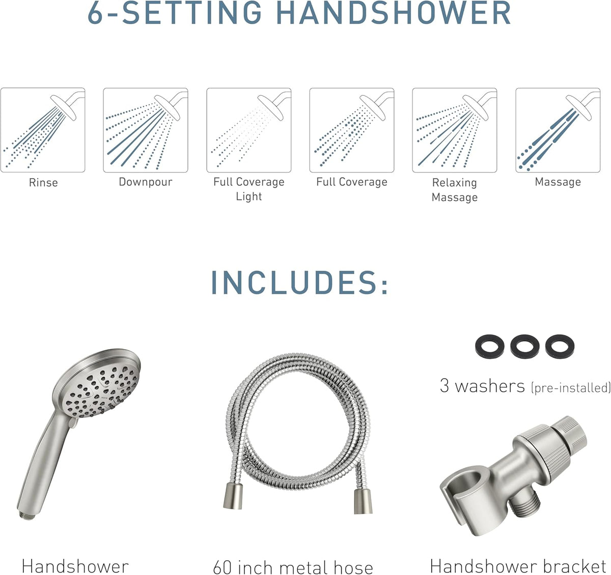 Moen Attune Shower Head with Handheld Sprayer, 6 Handheld Shower Head Spray Settings, Spot Resist Brushed Nickel Finish, 218H0SRN