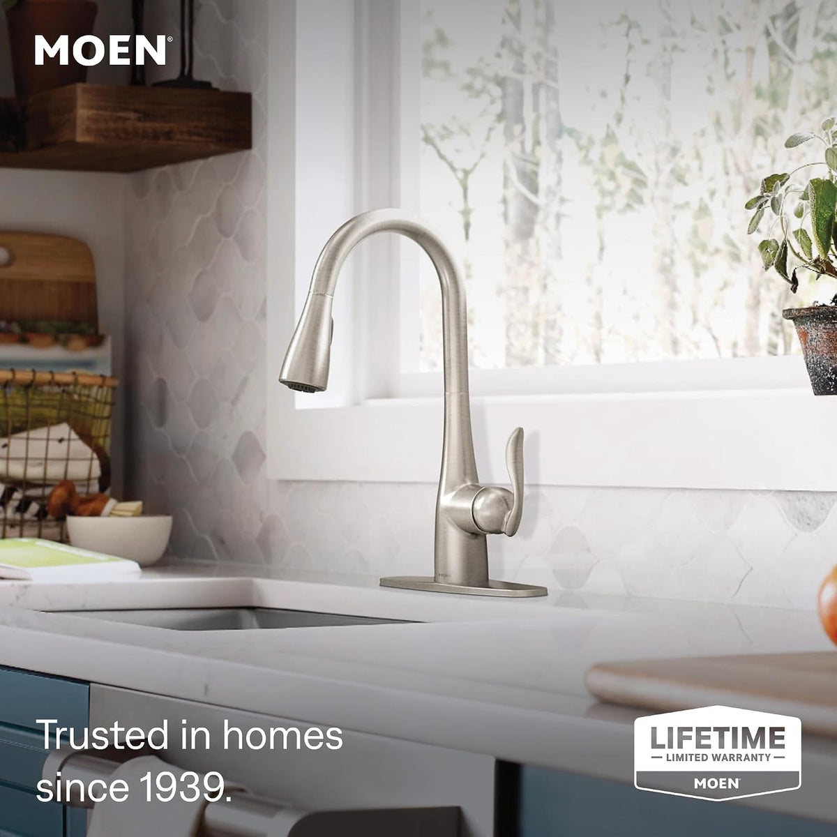 Moen 7594EWSRS Arbor Touchless Kitchen Faucet, Spot Resist Stainless