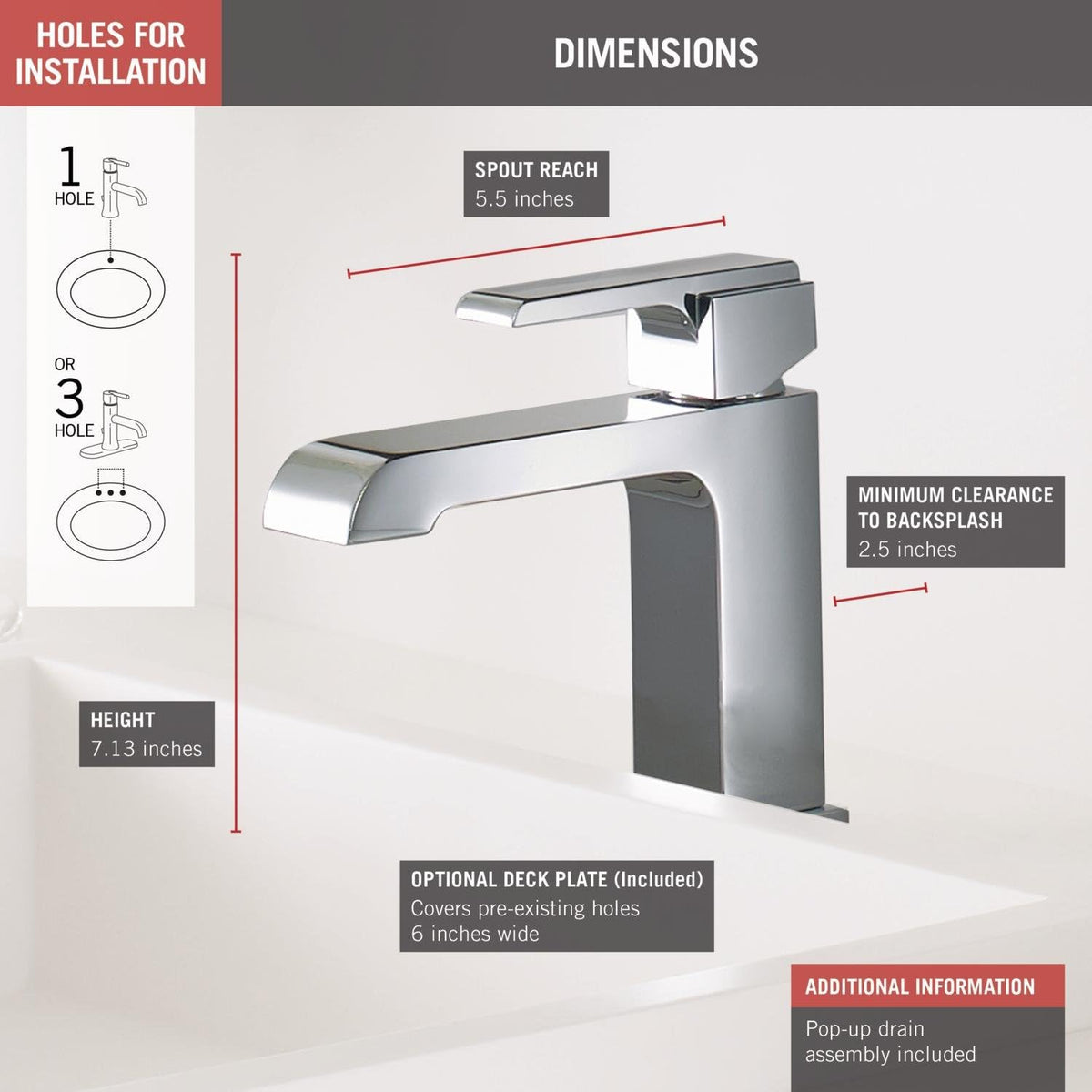 Delta Faucet Ara Single Hole Bathroom Faucet, Single Handle Bathroom Faucet Chrome, Bathroom Sink Faucet, Metal Drain Assembly, Chrome 567LF-MPU
