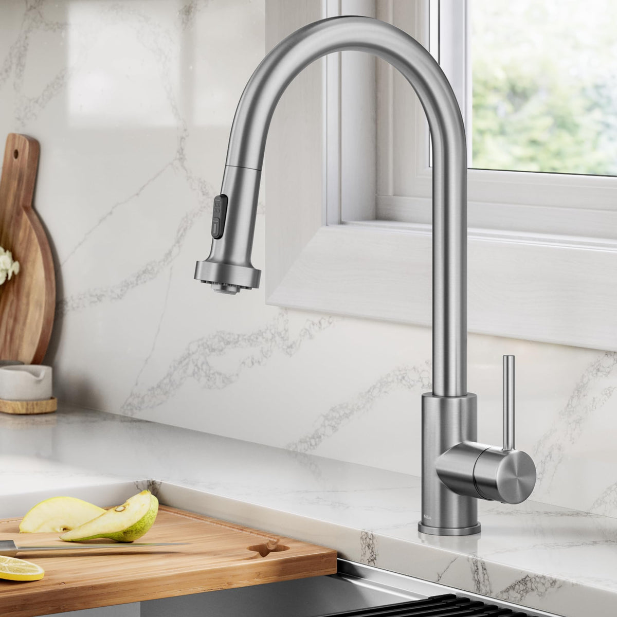KRAUS Chrome 18.75 in Commercial Pull Down Kitchen Faucet KPF-1610CH