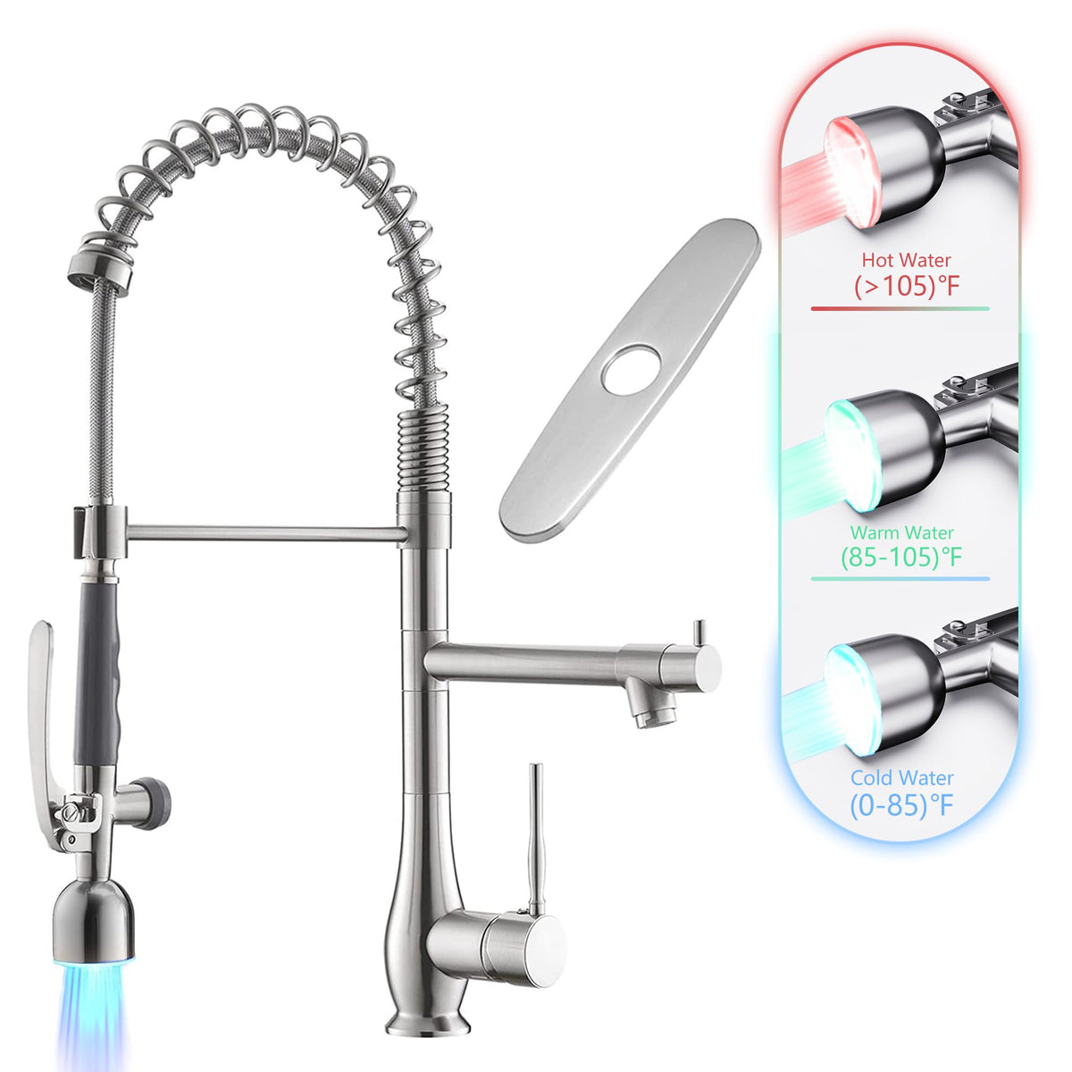 GIMILI Commercial Kitchen Sink Faucet with Pull Down Sprayer Brushed Nickel