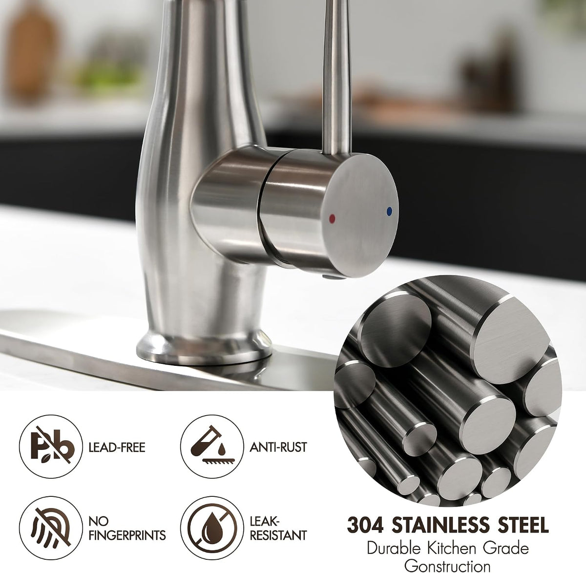 GIMILI Commercial Kitchen Sink Faucet with Pull Down Sprayer Brushed Nickel
