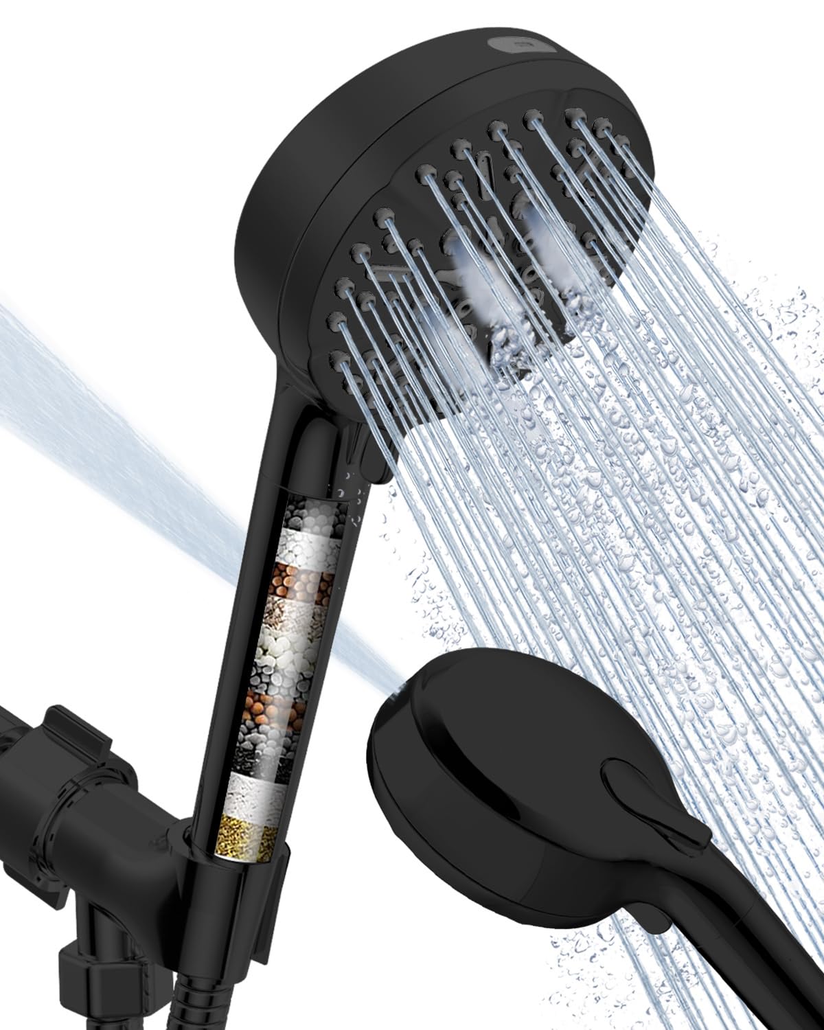 Shower Head with Handheld High Pressure-Full Body Coverage Powerful Rain Showerhead Extra 60" Long Hose and Adjustable Brass Joint Holder- The Perfect Detachable Heads for Bathroom Upgrade