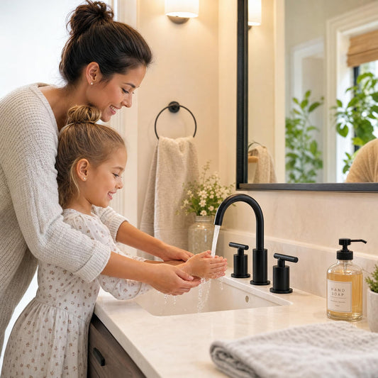 Bathroom Faucet 3 Hole, 2 Handle Vanity Sink Faucet Matte Black