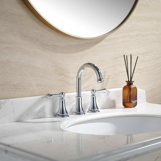TimeArrow Chrome Widespread Bathroom Sink Faucet 3 Holes with Pop-Up Drain