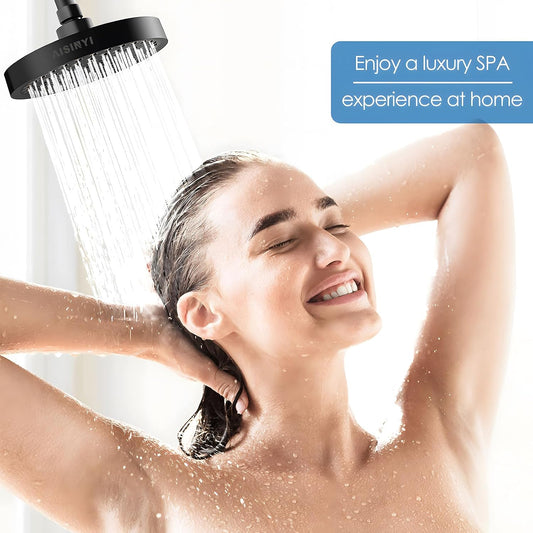 6" High Pressure Rain Shower Head, Luxury Matte Black Finish