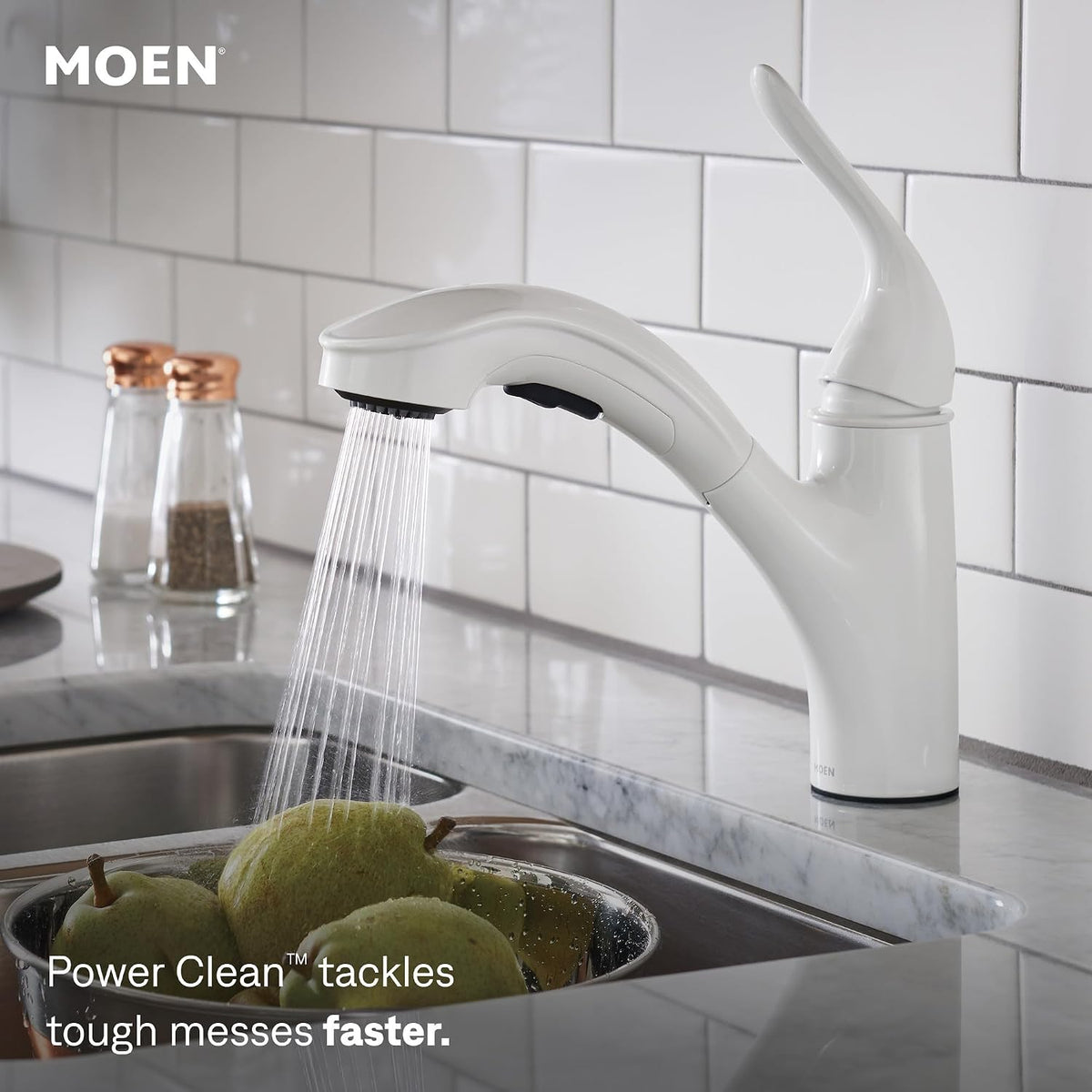 Moen 87557W Brecklyn Glacier White Pull-Out Kitchen Faucet