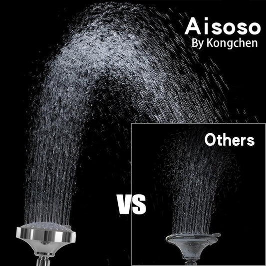 AISOSO High Pressure Rain Shower Head 5 Modes Showerhead 4.1 Inch Chrome