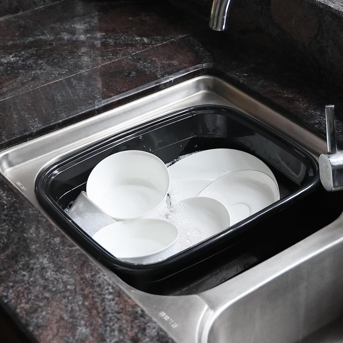 12 Quart Plastic Wash Basin Dish Pan Tub, 4 Packs, Black