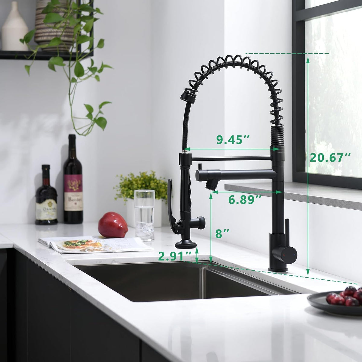 Fapully Black Kitchen Faucet,Commercial Pull Down Kitchen Sink Faucet