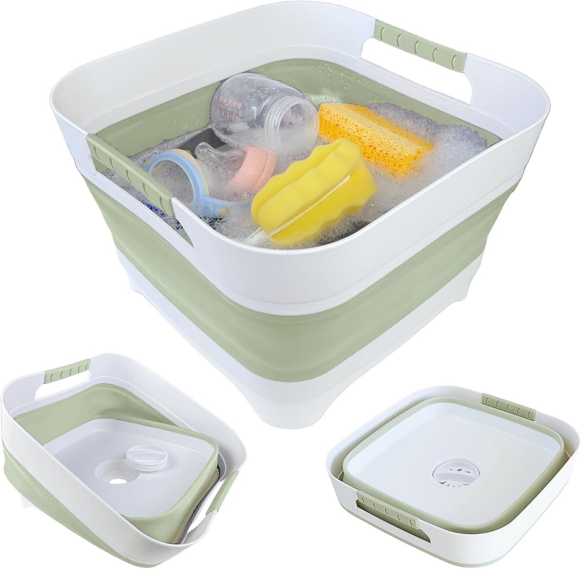 GIMWA 2.6 Gal Collapsible Baby Bottle Wash Basin with Drain Plug