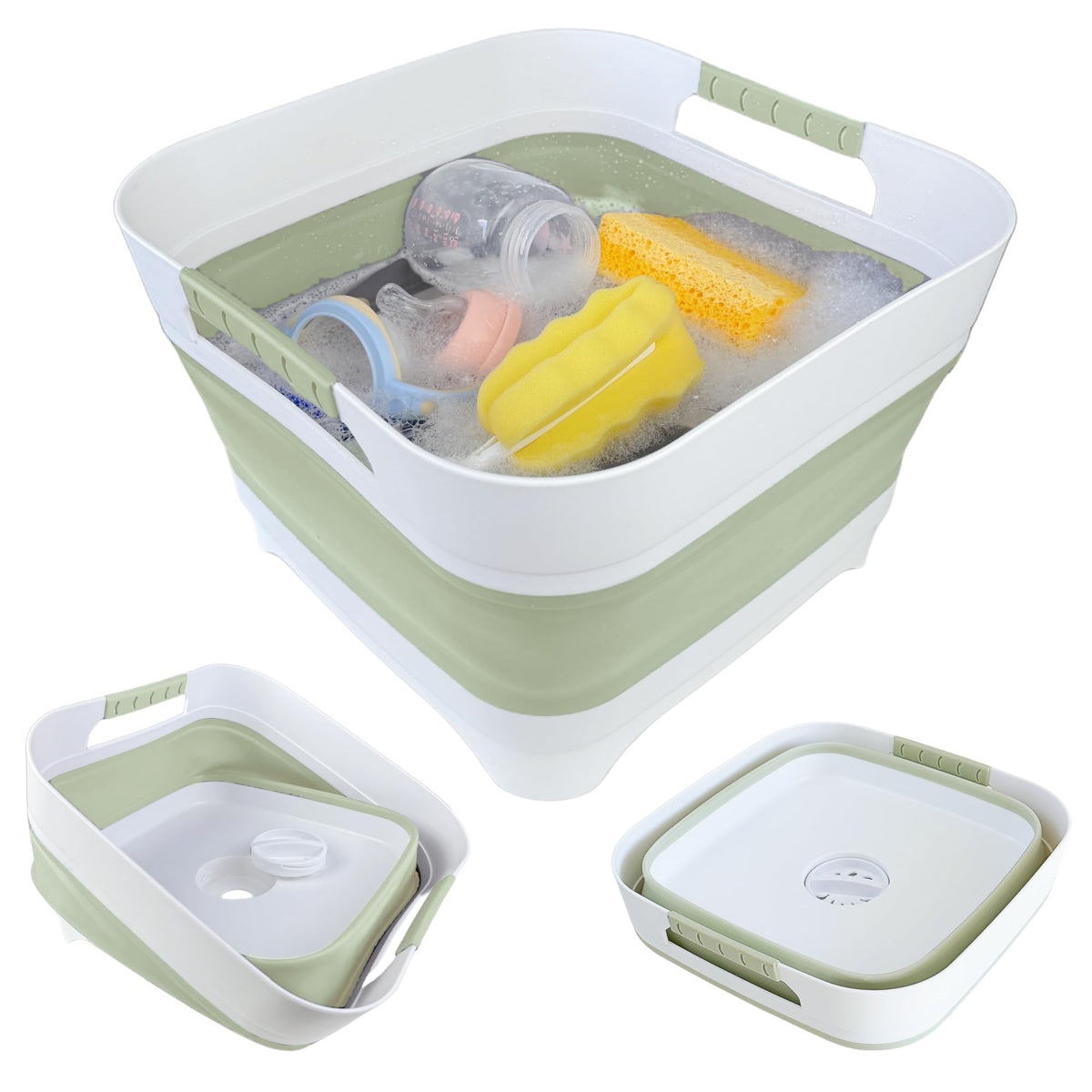 GIMWA 2.6 Gal Collapsible Baby Bottle Wash Basin with Drain Plug