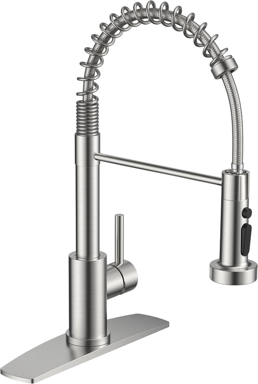 FORIOUS Kitchen Sink Faucet, 3 Modes Sprayer, Single Handle, Brushed Nickel
