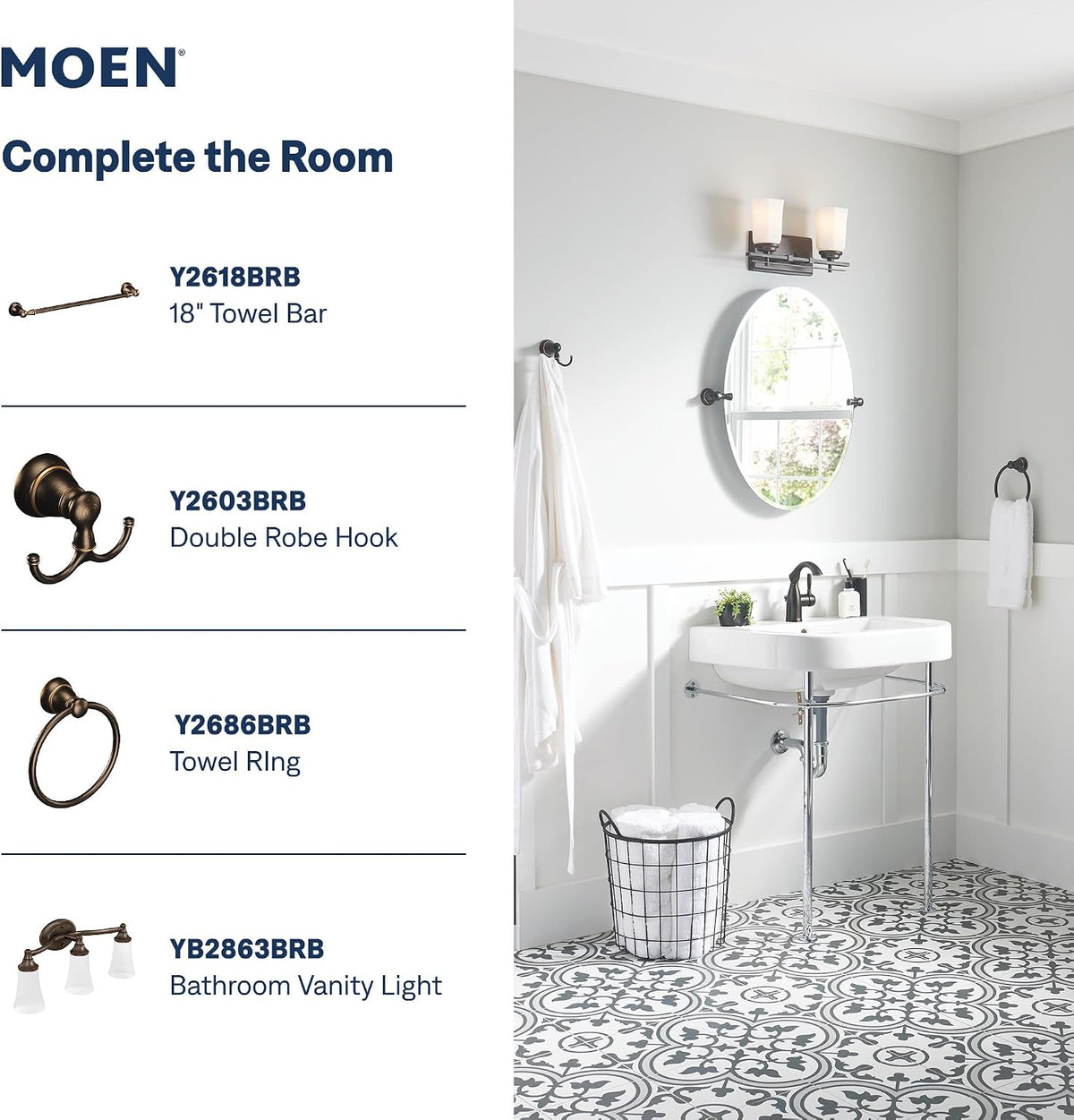 Moen Sarona Mediterranean Bronze One-Handle Single Hole Rustic Farmhouse Bathroom Sink Faucet with Optional Deckplate, 84144BRB