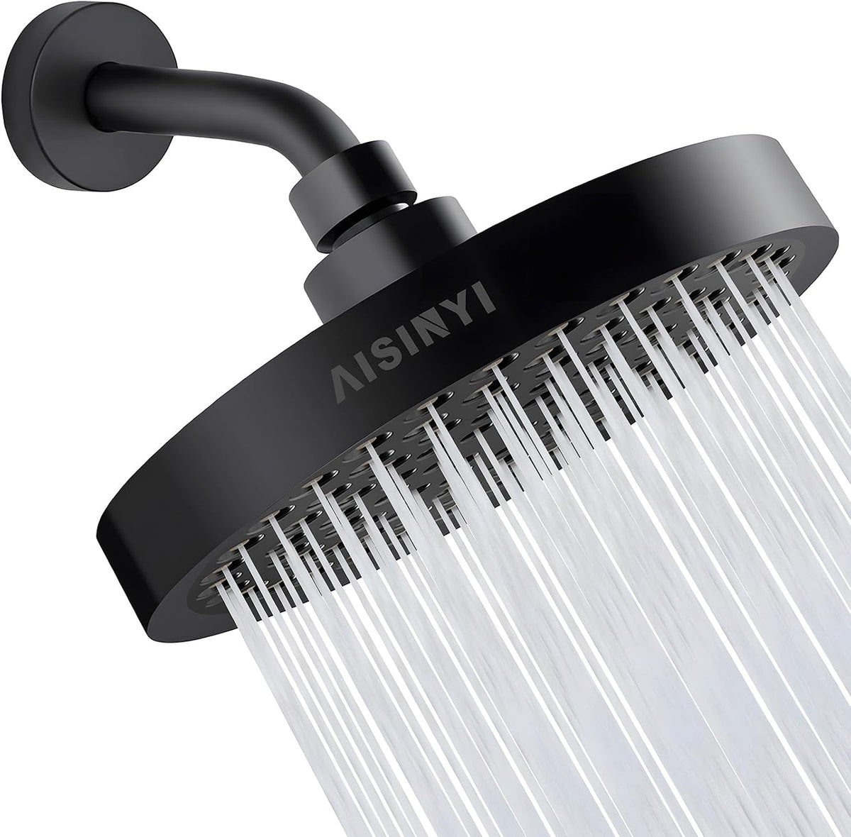 6" High Pressure Rain Shower Head, Luxury Matte Black Finish