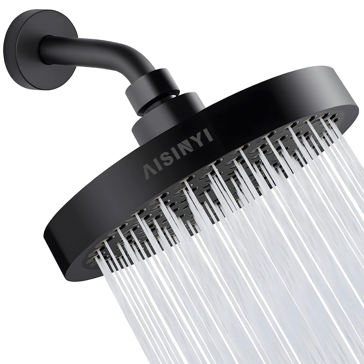 6" High Pressure Rain Shower Head, Luxury Matte Black Finish