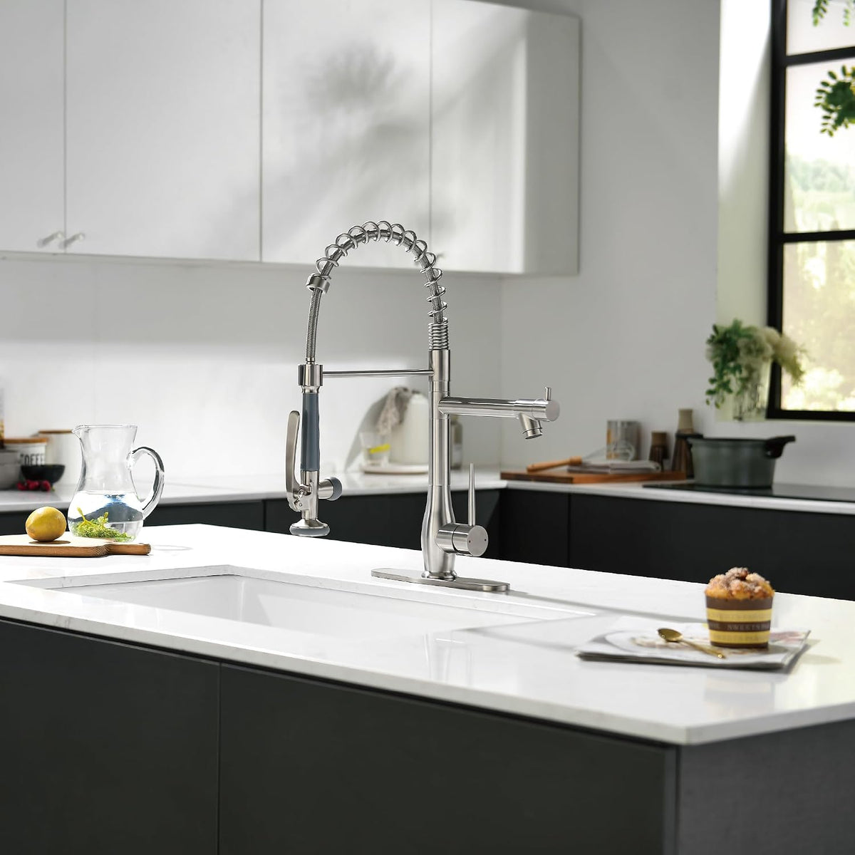 GIMILI Commercial Kitchen Sink Faucet with Pull Down Sprayer Brushed Nickel