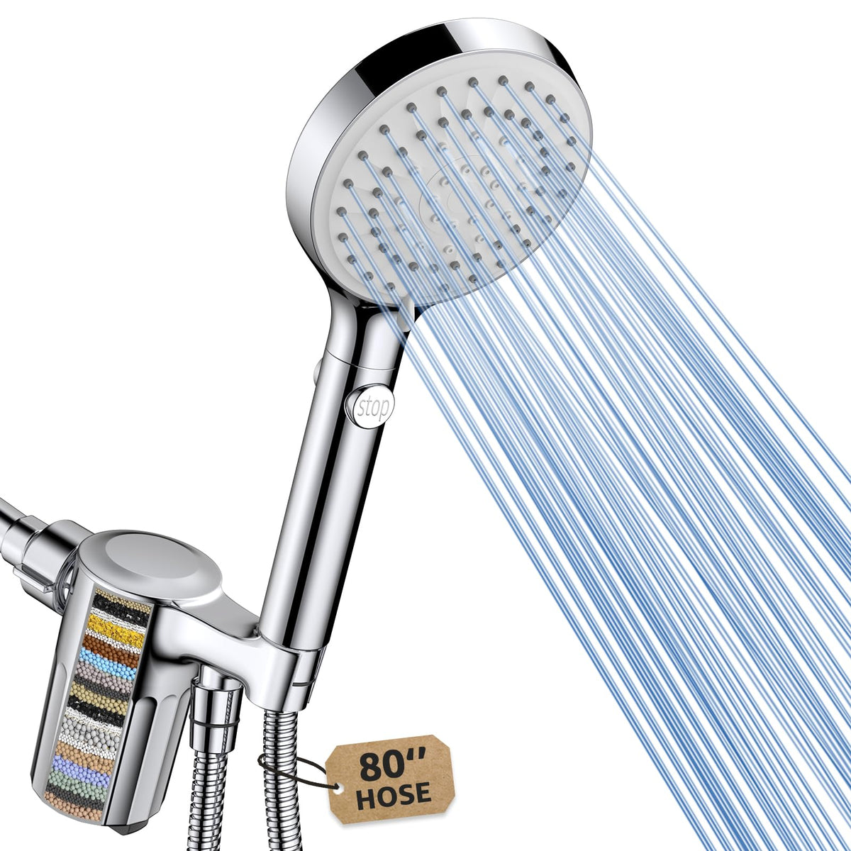 FASDUNT Shower Head with Handheld, High Pressure Showerhead with Long Hose