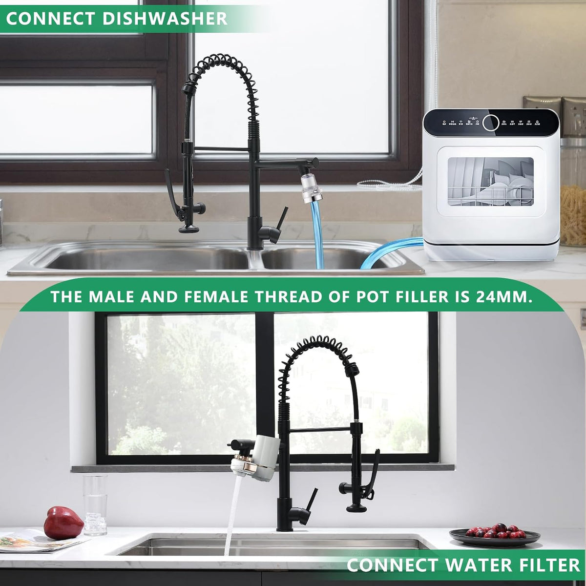 Fapully Black Kitchen Faucet,Commercial Pull Down Kitchen Sink Faucet