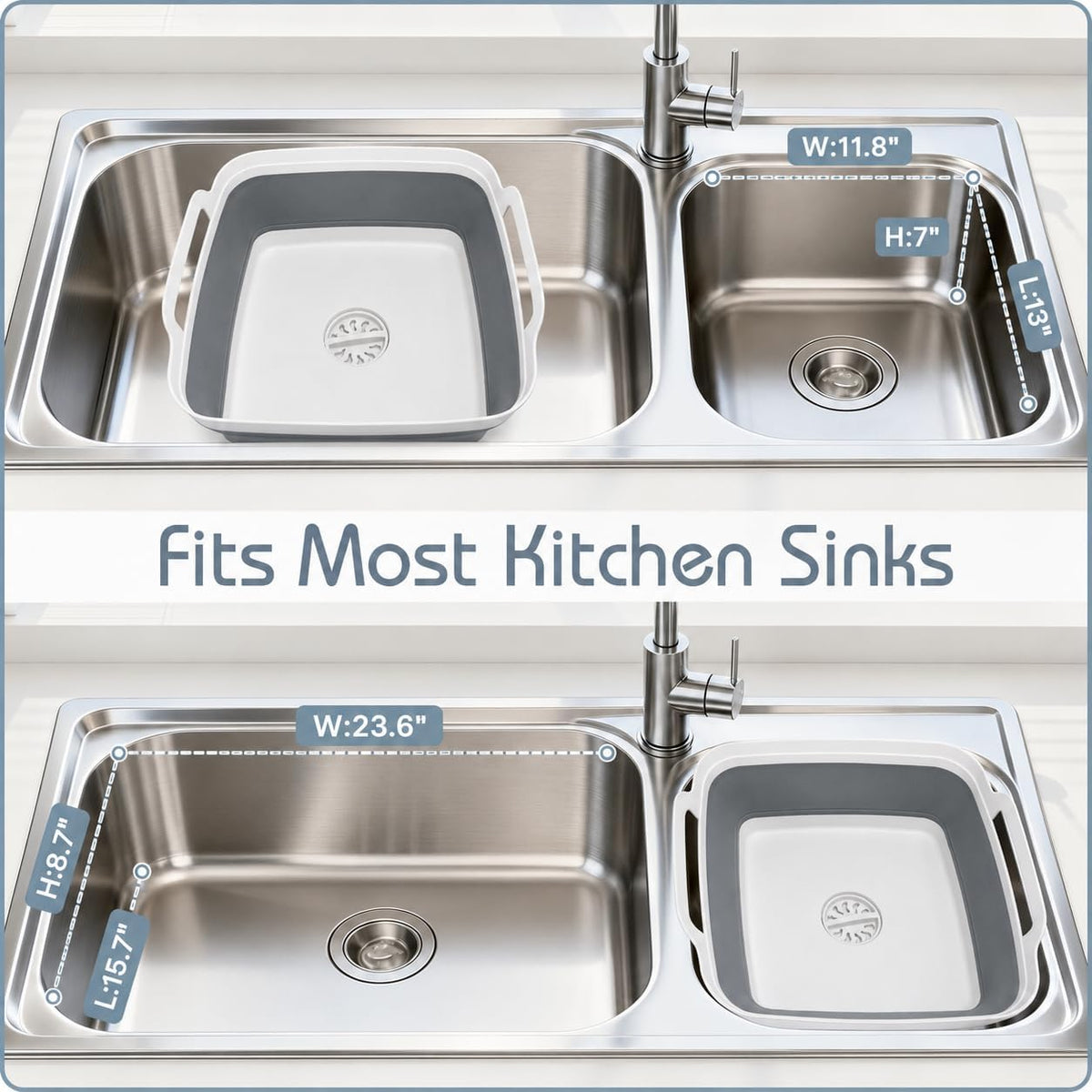 Collapsible Dish Basin with Drain Plug, Foldable Wash Basin 2.4 Gal (9L)
